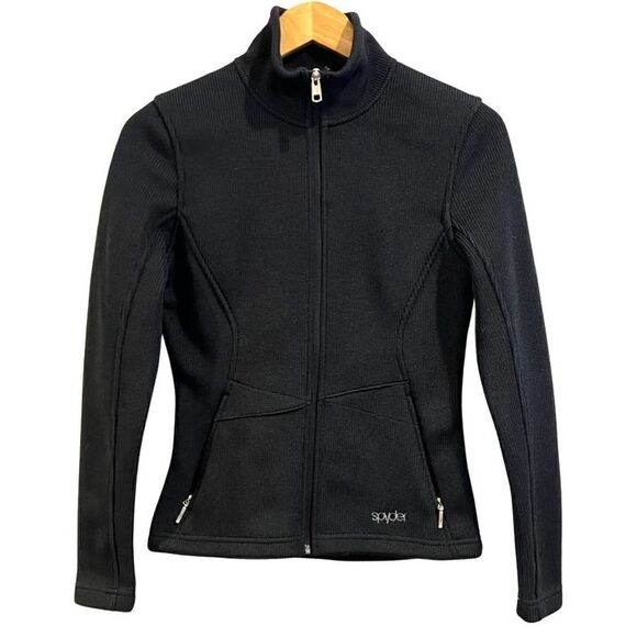 Spyder Women Black  full zip Jacket Size S/P - Picture 1 of 9
